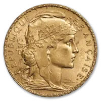 French Gold 20 Francs Rooster Coin Avg Circulated - Random Year