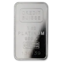 1 oz Platinum Credit Suisse Bar w/ Assay Card