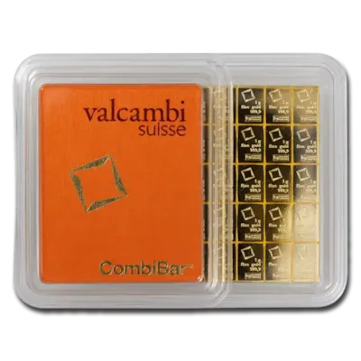 50 x 1 gram Gold Valcambi CombiBar™ w/ Assay Card
