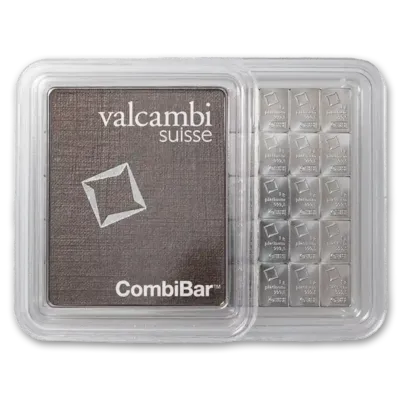 50 x 1 gram Platinum Valcambi CombiBar™ w/ Assay Card