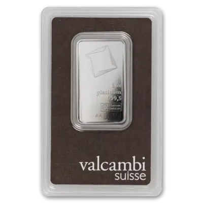 1 oz Platinum Valcambi Bar w/ Assay Card