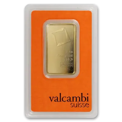 1 oz Gold Valcambi Bar w/ Assay Card