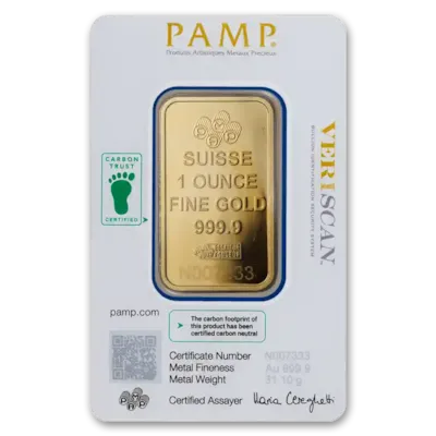 1 oz Gold PAMP Suisse Lady Fortuna Veriscan® Bar w/ Assay