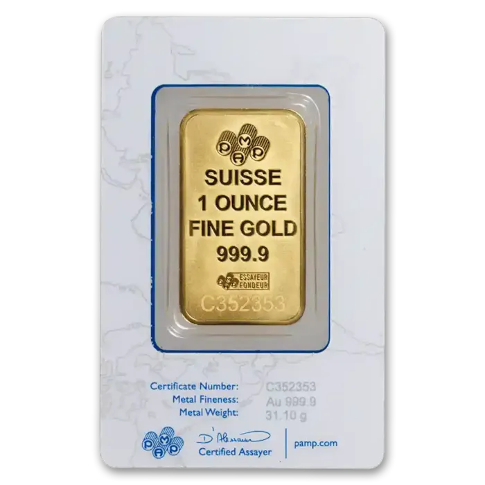 Buy 1 oz Gold Bar - PAMP Suisse Classic Design w/ Assay Card