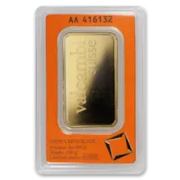 100 gram Gold Valcambi Bar w/ Assay Card