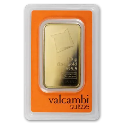 100 gram Gold Valcambi Bar w/ Assay Card
