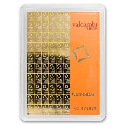 100 x 1 gram Gold Valcambi CombiBar™ w/ Assay Card