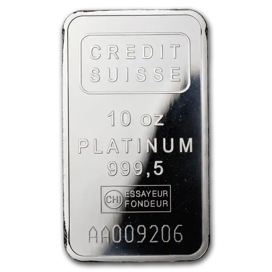 Buy 10 oz Platinum Credit Suisse Bar w/ Assay | Bullion.com