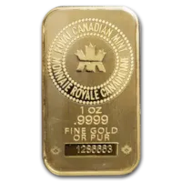 1 oz Gold Royal Canadian Mint Bar w/ Assay Card