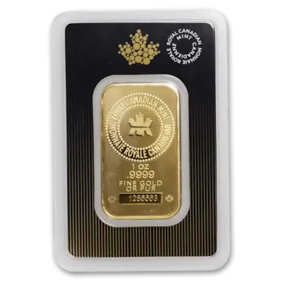 1 oz Gold Royal Canadian Mint Bar w/ Assay Card
