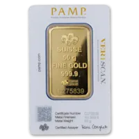 50 gram Gold PAMP Suisse Fortuna Veriscan® Bar w/ Assay Card