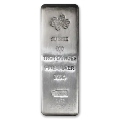 100 oz Silver PAMP Suisse Bar