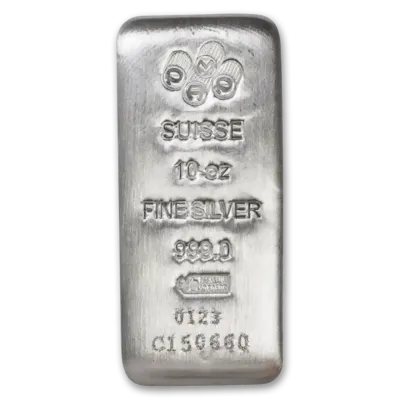 10 oz Silver PAMP Suisse Bar w/ Assay Card