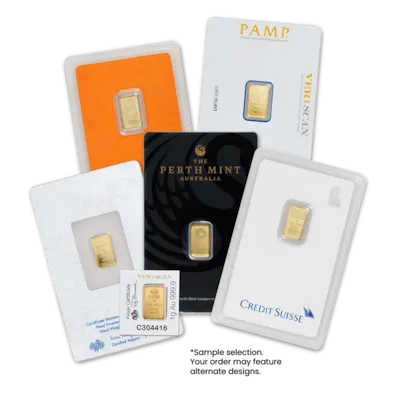 1 gram Gold Bar - Random Design w/ Assay Card