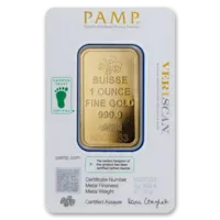 1 oz Gold Bar - Random Design w/ Assay Card (New Customer Offer)