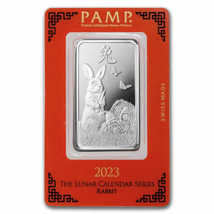 1 oz Silver PAMP Suisse Lunar Year of the Rabbit with Assay Card
