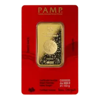 1 oz Gold Bar - PAMP Suisse Lunar Azure Dragon Assay Card (2024)