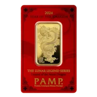 1 oz Gold Bar - PAMP Suisse Lunar Azure Dragon Assay Card (2024)