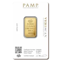 1/2 oz Gold PAMP Suisse Lady Fortuna Veriscan® Bar w/ Assay
