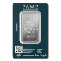 1 oz Silver PAMP Suisse Bar Fortuna 45th Anniversary w/ Assay