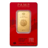 1 oz Gold Bar - PAMP Suisse Lunar White Snake Assay Card