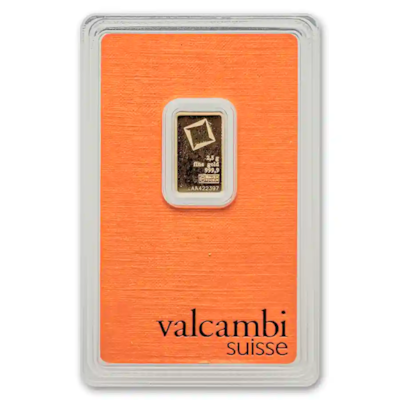 2.5 gram Gold Valcambi Bar w/ Assay