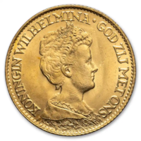 Gold Netherlands 10 Guilders (Random Year) Avg Circ