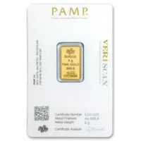 5 gram Gold PAMP Lady Fortuna VERISCAN™ Bar w/ Assay