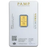 2.5 gram Gold PAMP Lady Fortuna VERISCAN™ Bar w/ Assay