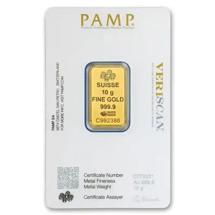 Buy 10 gram Gold PAMP Lady Fortuna VERISCAN Bar w/ Assay | Bullion.com