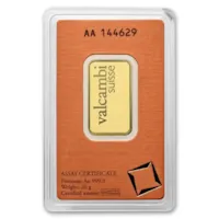 20 gram Gold Valcambi Bar w/ Assay