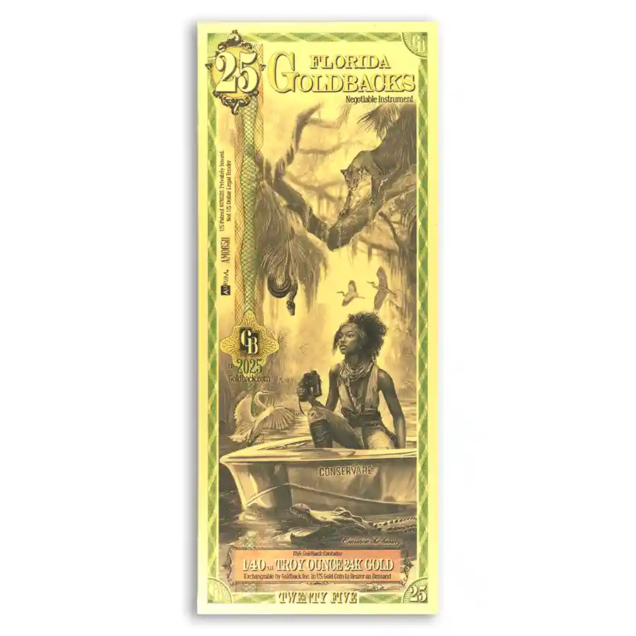 25 Florida Goldback – 24k Aurum Gold Foil Note | Bullion.com