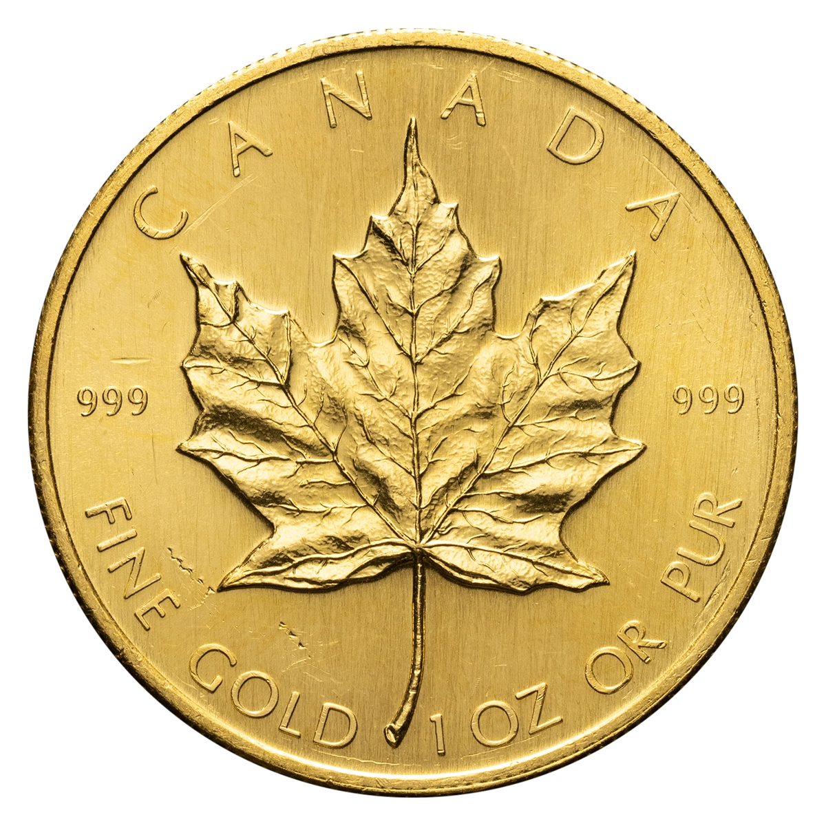 Buy 1 oz Canadian Gold Maple Leaf Coin - Abrasions | Bullion.com
