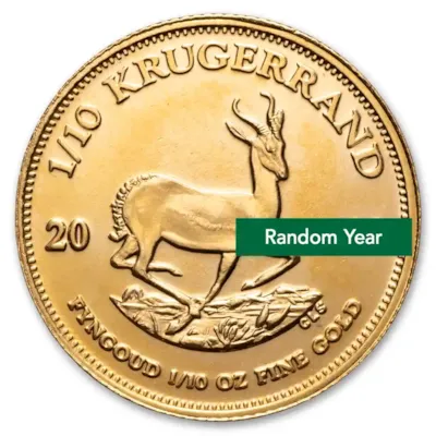 1/10 oz South African Gold Krugerrand Coin BU - Random Year
