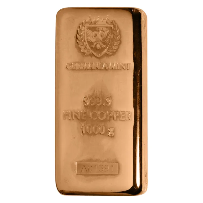1000 gram Copper Germania Mint Bar | Bullion.com 1000 gram Copper Germania Mint Bar | Bullion.com