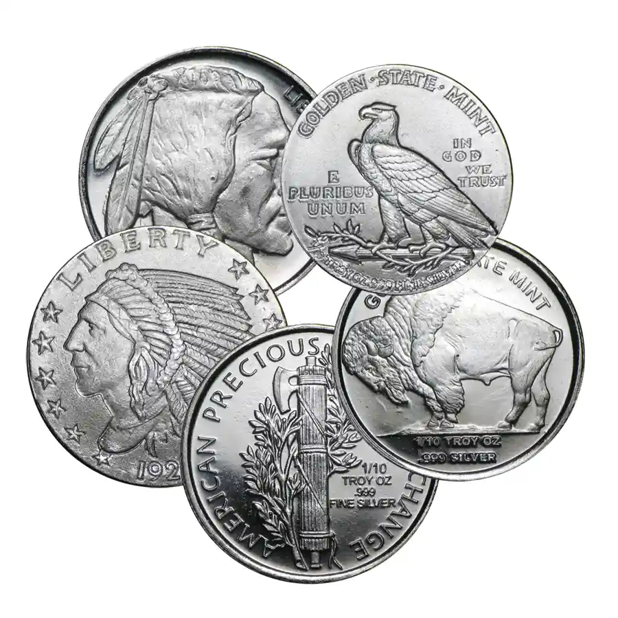 Silver Round 1/10 oz Silver Round - Random Design | Bullion.com