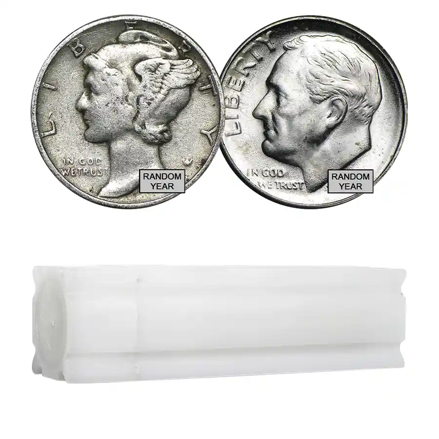 90% Silver US Coins - $5 Face Value Roll - Dimes | Bullion.com