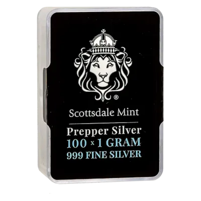 100 x 1 gram Scottsdale Mint Silver Bar - "Prepper Silver"