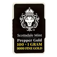 100 x 1 gram Scottsdale Mint Gold Bar - "Prepper Gold"