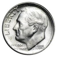 90% Silver Roosevelt Dimes - 50-Coin Roll Avg BU