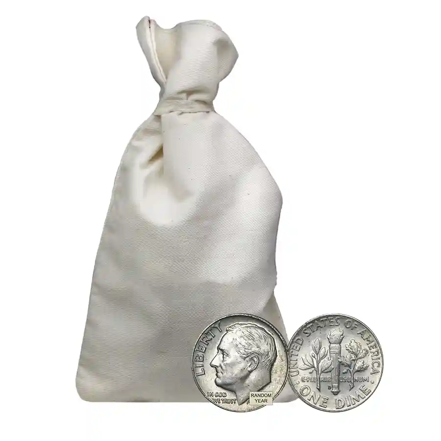 90% Silver Roosevelt Dimes - $50 Face Value Bag Avg Circ | Bullion.com