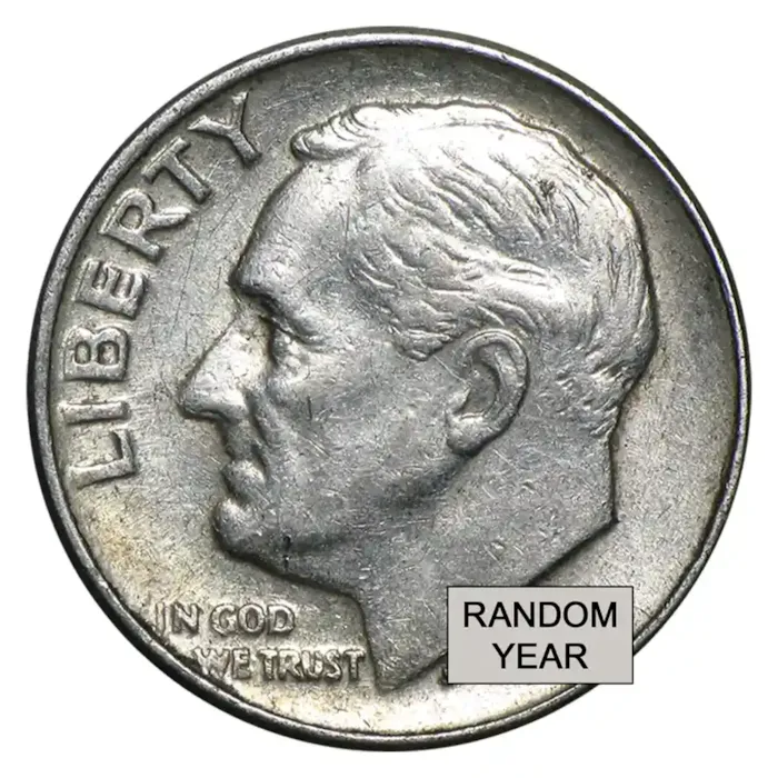 90% Silver Roosevelt Dimes - $250 Face Value Bag Avg Circ