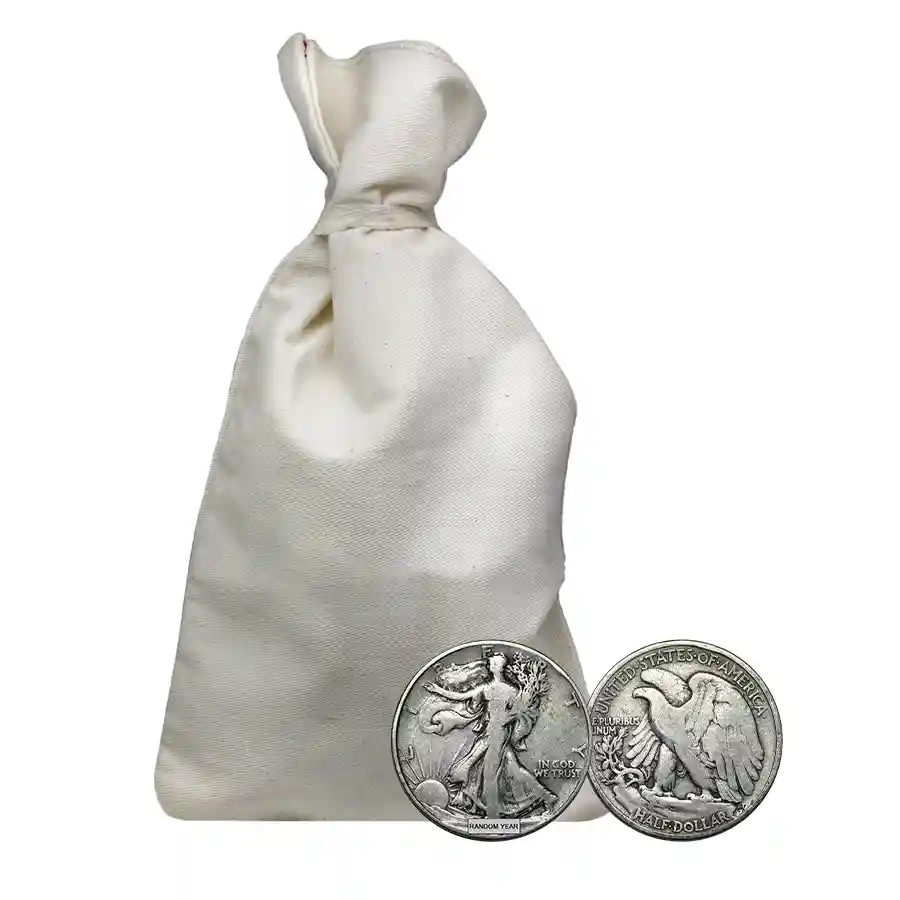 90% Silver Walking Liberty Halves - $50 Face Value Bag Avg Circ