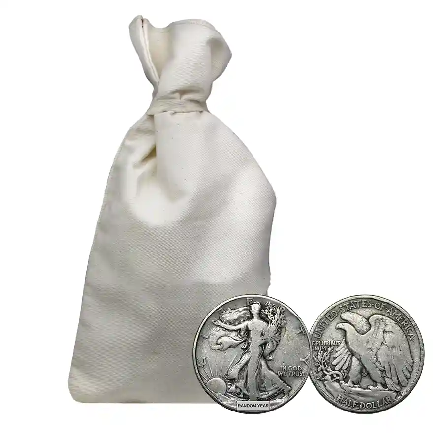 90% Silver Walking Liberty Halves - $100 Face Value Bag Avg Circ