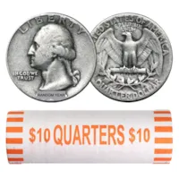 90% Silver Washington Quarters - 40-Coin Roll Avg Circ