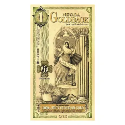 1 Nevada Goldback – 24k Aurum Gold Foil Note
