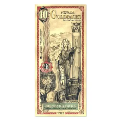 10 Nevada Goldback – 24k Aurum Gold Foil Note
