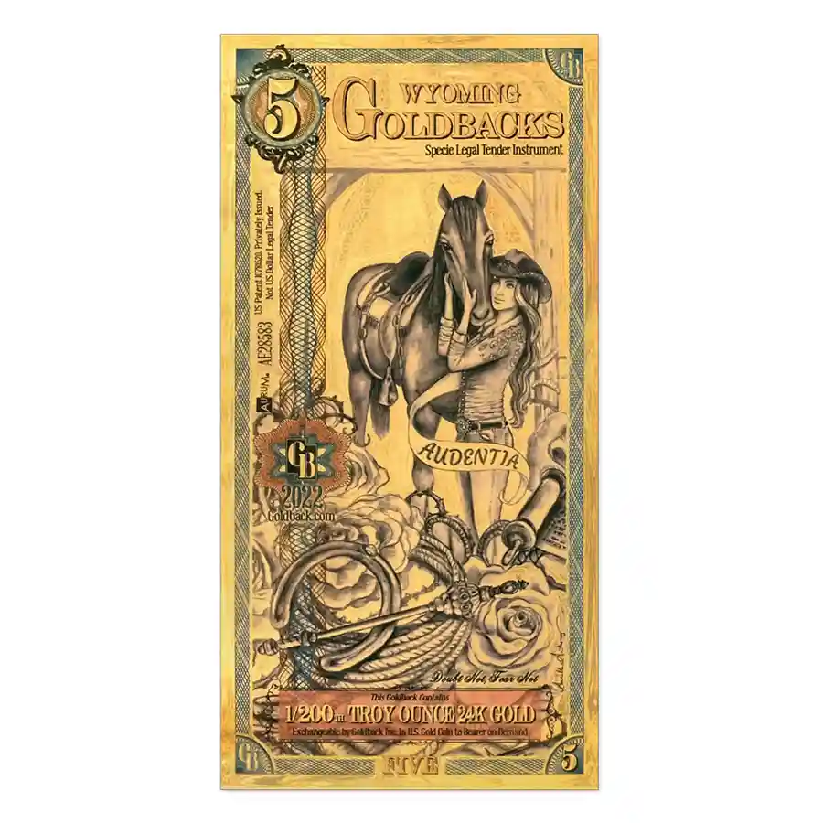 5 Wyoming Goldback – 24k Aurum Gold Foil Note | Bullion.com