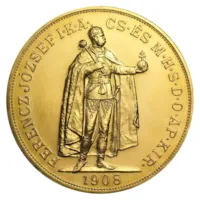 1908 Hungary Gold 100 Korona AU/BU - Restrike