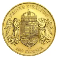 1908 Hungary Gold 100 Korona AU/BU - Restrike